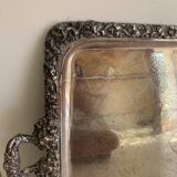 Large silver-plated copper serving tray, 19th century - 80 x 48 cm