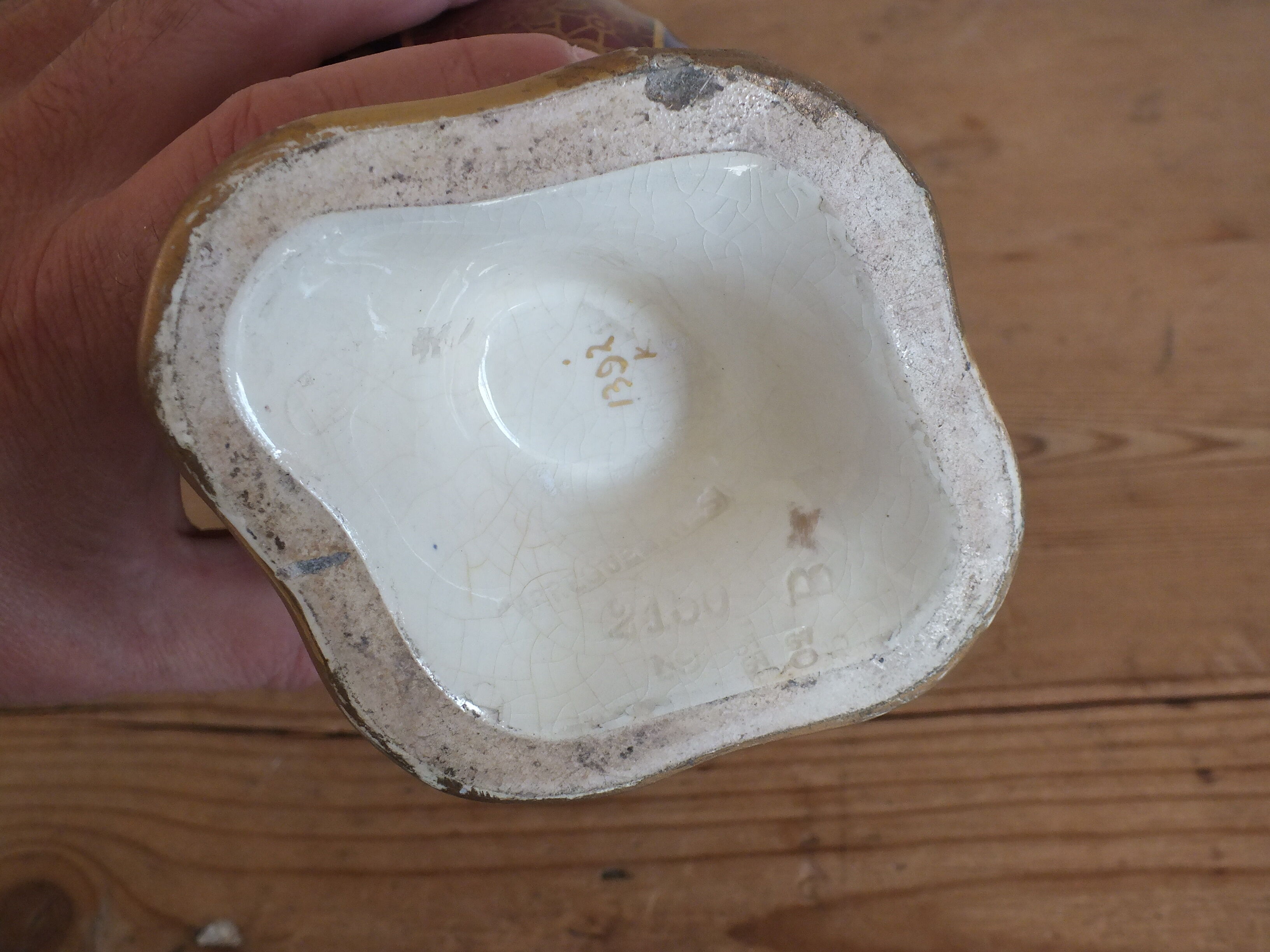 Sarreguemines trim 3 pcs Planter & vases blue, burgundy and gold