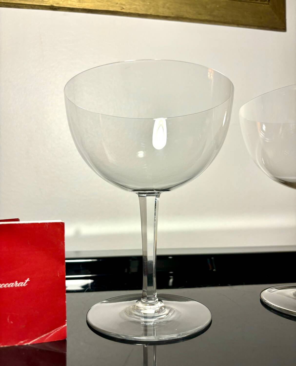 Two giant champagne tasting glasses Baccarat