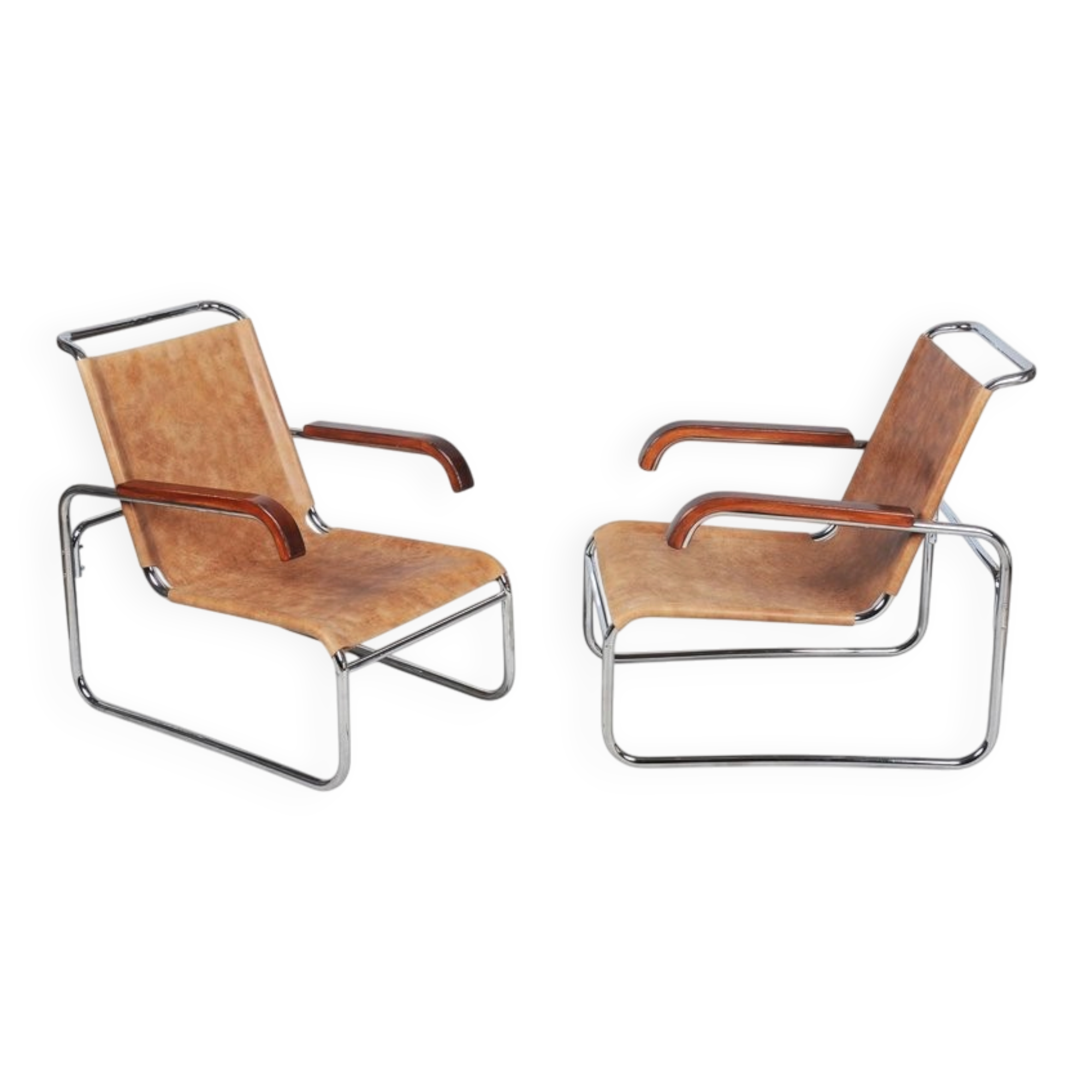 Chaises en chrome Bauhaus tchèques attribuées à M. Breuer pour Thonet, années 1920, ensemble de 2.