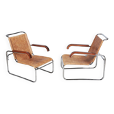 Czech Bauhaus Chrome Armchairs attributed to M. Breuer for Thonet, 1920s, Set of 2