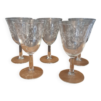 5 water or wine glasses enghien luminarc 50s