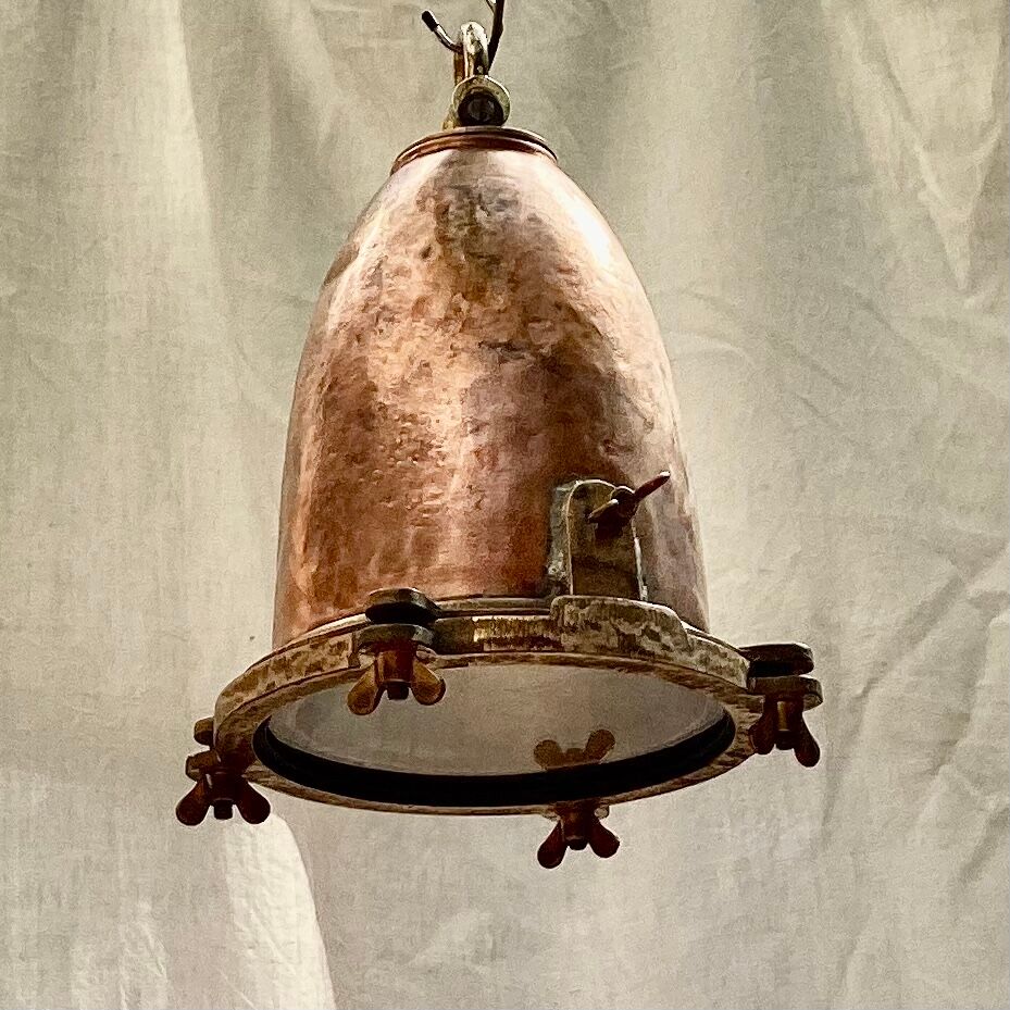 Industrial copper hanging lamp around the 1950