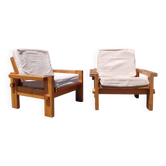 Pair of Furubo armchairs in pine by Yngve Ekström for Swedese, Sweden.