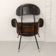 Italian Design Rosewood 'Swan' Side Chair with Black Leatherette Upholstery