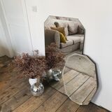 Large octagonal beveled mirror