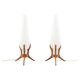Pair of Orrefors desk lamps in teak and glass, Sweden 1960.