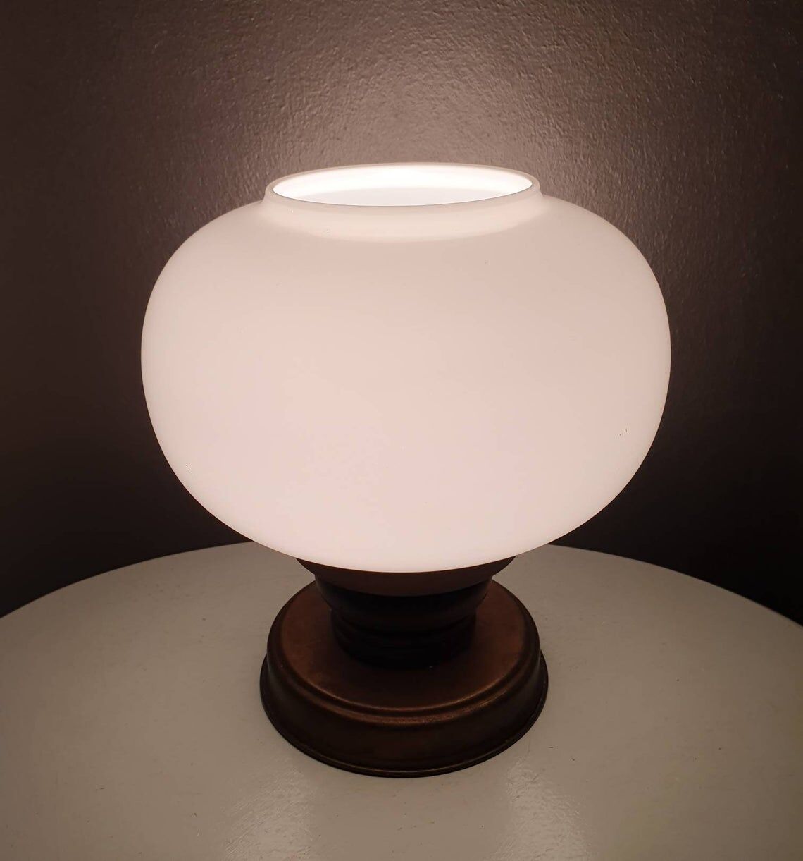 Wooden and brass table light 70s