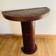 Console demi lune en cuir