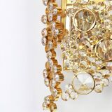 Pair of wall sconces in gilded brass and crystal by Palwa, Germany, 1960s.