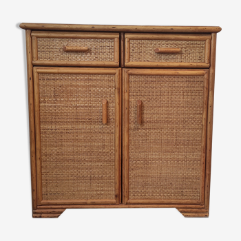 Rattan and bamboo chest of drawers