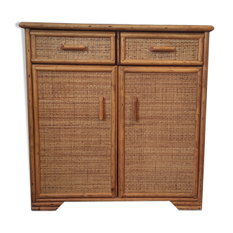 Rattan and bamboo chest of drawers