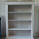 Old patinated pearl gray library, wooden top, composed of 3 adjustable shelves.