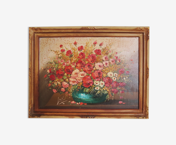 Composition florale peinte par Lina Rossi, années 1930