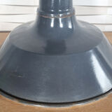 Industrial pendant lamp enamelled blue grey, vintage, 50s
