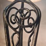 1930 wrought iron lamp, opaline lampshade, Clichy, very beautiful, 39x20