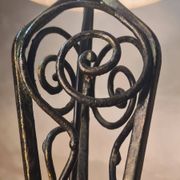 1930 wrought iron lamp, opaline lampshade, Clichy, very beautiful, 39x20