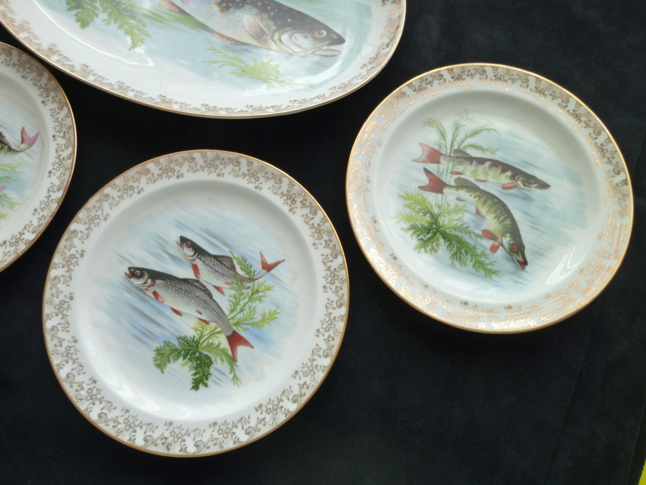 Limoges Giraud Porcelain Fish Service