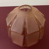 Small pink art deco globe in transparent and satin glass