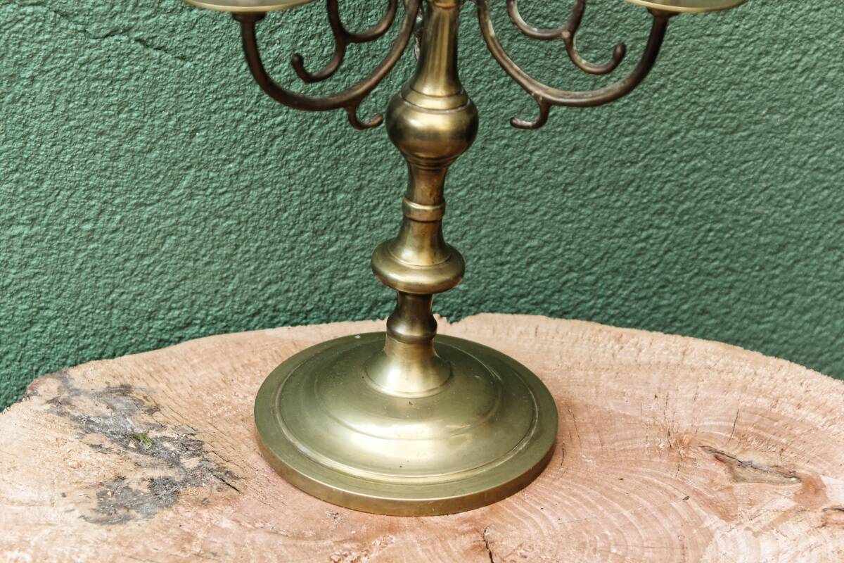 Pair of brass candlesticks, 4 lights