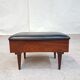 Vtg mid century teak 1950s sewing box heals footstool stool atomic retro