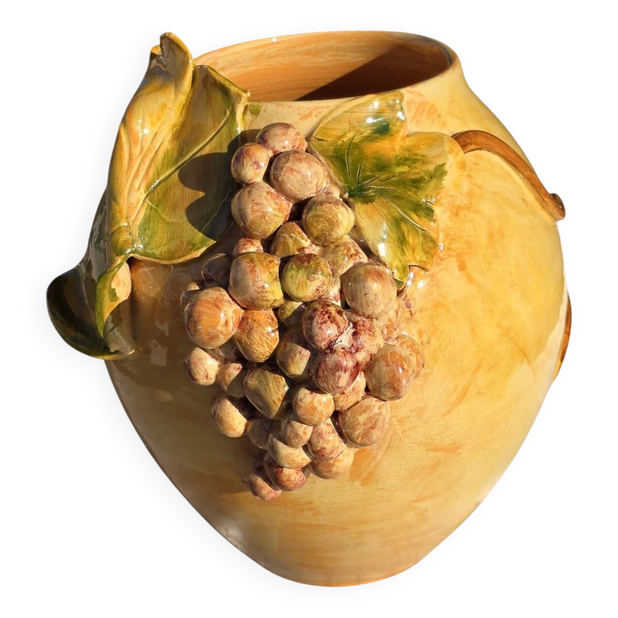 Provencal ceramic vase hand-painted in majolica