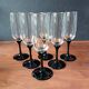 6 vintage black opaline footed flutes