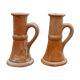 Duo of candlesticks in hand-crafted sandstone, raw and clean, mid-20th