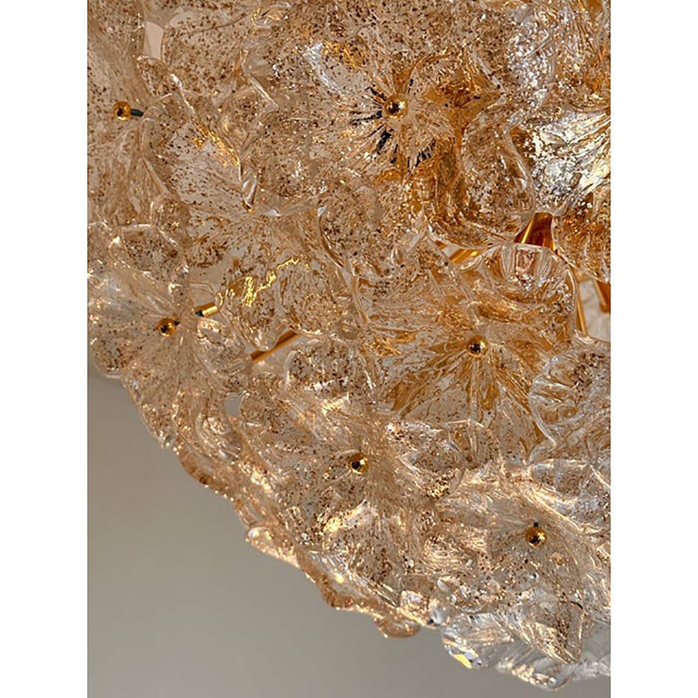 Italian Glass Chandelier Sputnik in Gold and Clear and Gold Fl