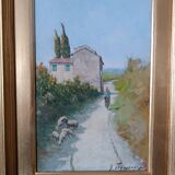 Gino Tommasi Peinture à l'huile sur panneau 1890/1942 Vue toscane