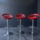 Set of 3 Sublime Red Glossy Design Bar Stools - Modern & Elegant Style