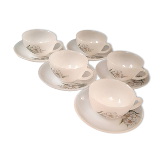 Coffee service 5 cups and saucers Arcopal Iris decor