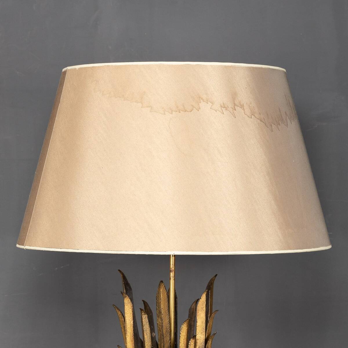 A french gilt wrought iron floor lamp, attributed to maison bagues c.1970