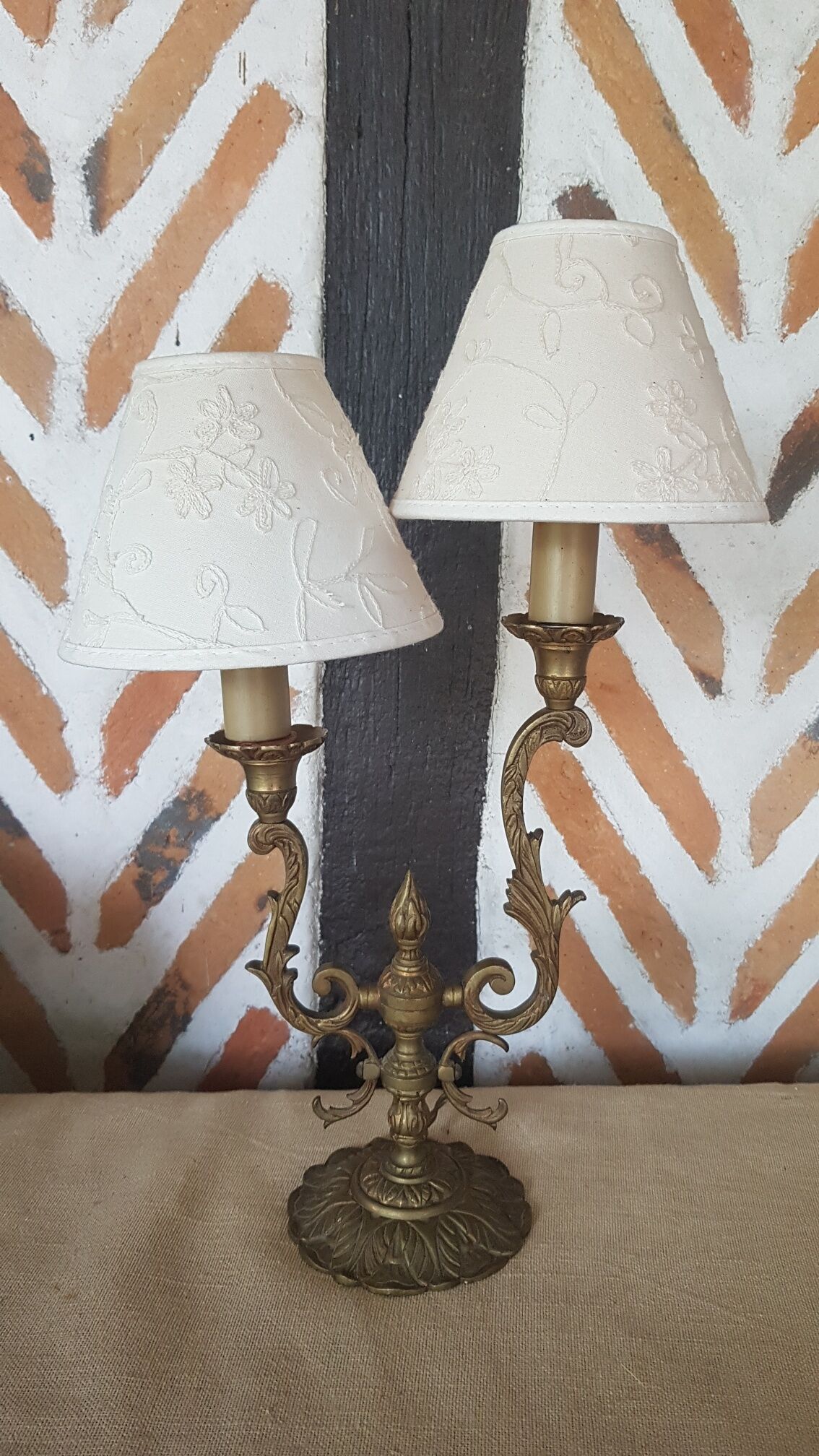 Candlestick lamp bronze double fire