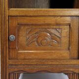 ART DECO OAK AND MARBLE BEDSIDE TABLE