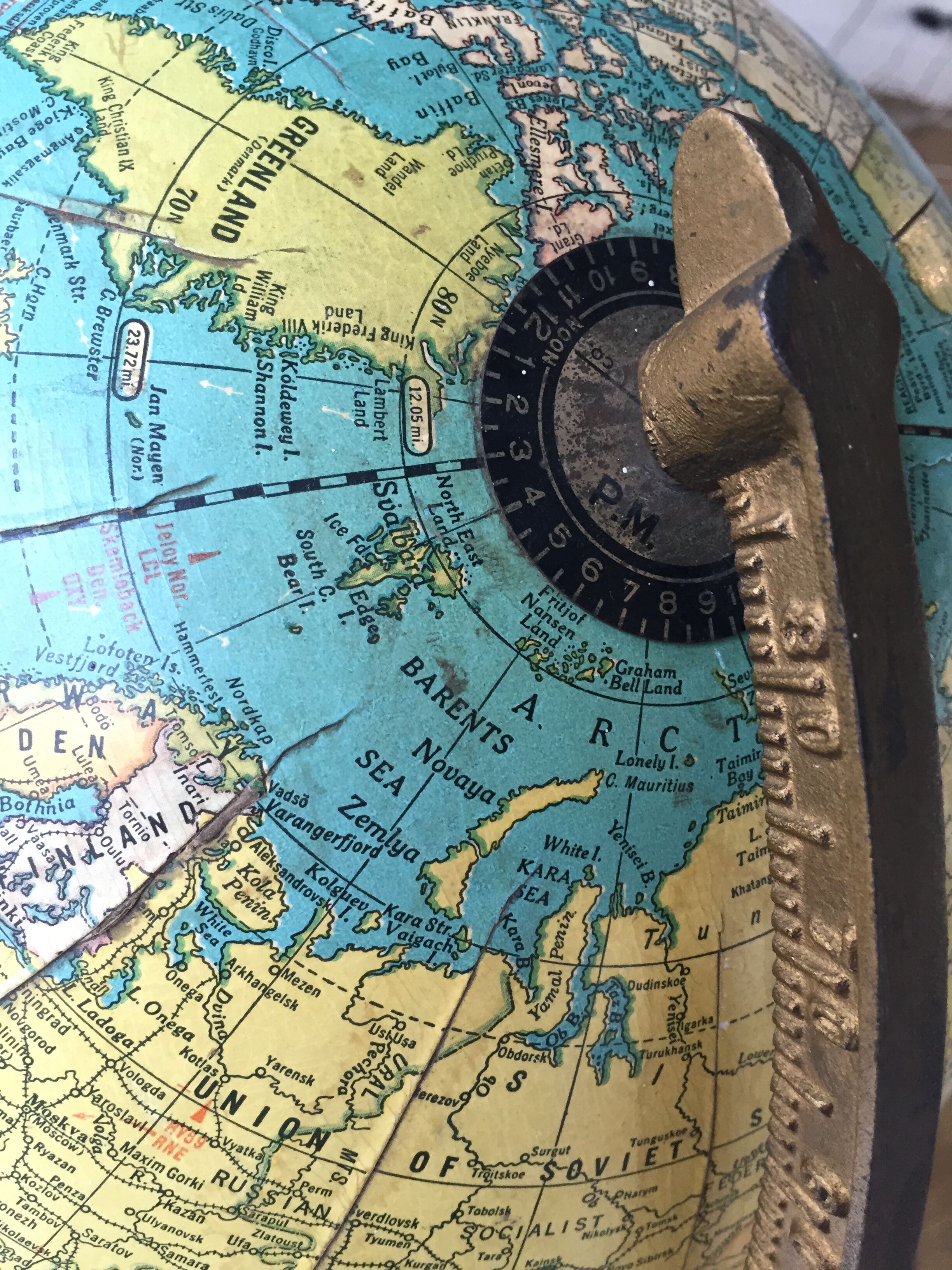 Ancien globe terrestre US années 50