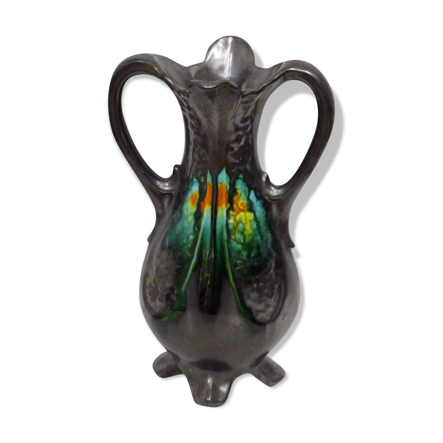 Amphora vase in metallic stoneware