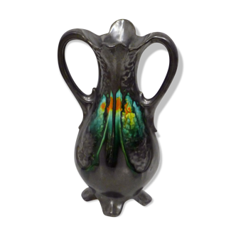 Vase amphore en grès métallisé