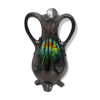 Amphora vase in metallic stoneware