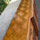 Light solid wood enfilade with Louis XV marquetry, 1950, 230cm.