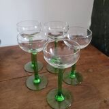 Set of 5 stemmed white wine glasses from Alsace