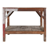 French industrial console table in solid wood, 1920s