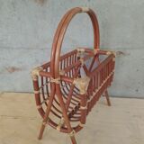 Porte revues - magazines en rotin vintage