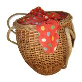 Vintage rattan basket for knitting and work