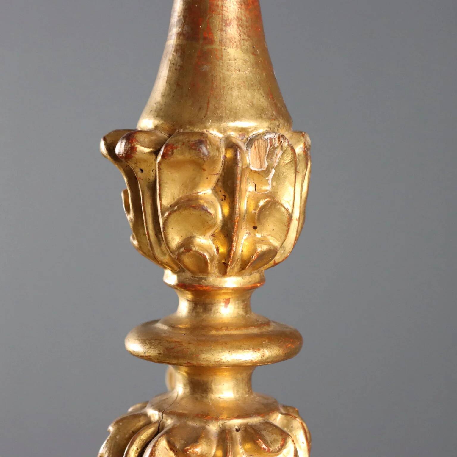 Antique carved and gilded wooden candelabrum, Italy, 19th century