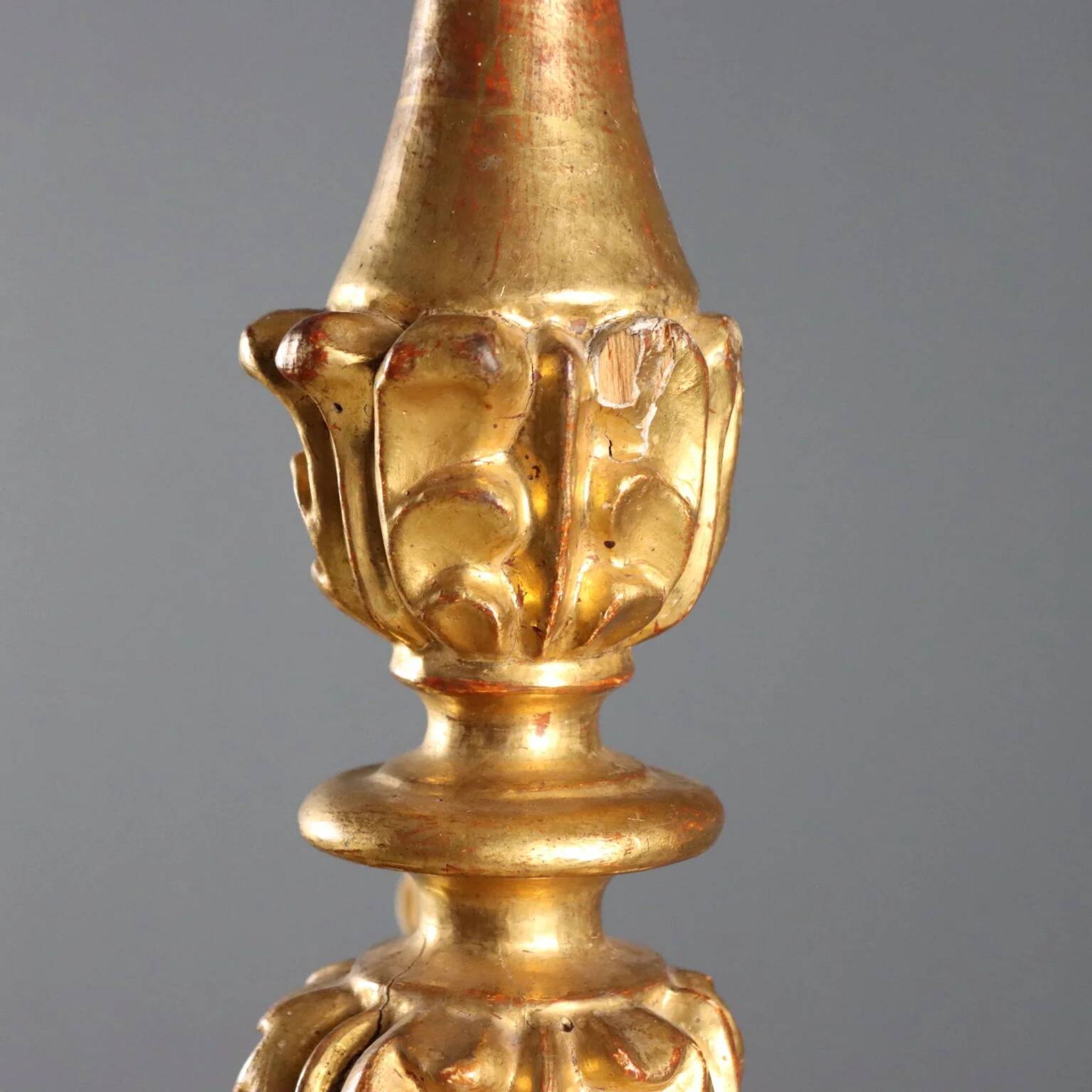 Antique carved and gilded wooden candelabrum, Italy, 19th century