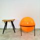 Large Space Age Tripod Sphere Floor Lamp In Orange By Unknown Designer, Around 1960S