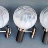 Three vintage wall lamps mazzega opalescent murano italy, year 70