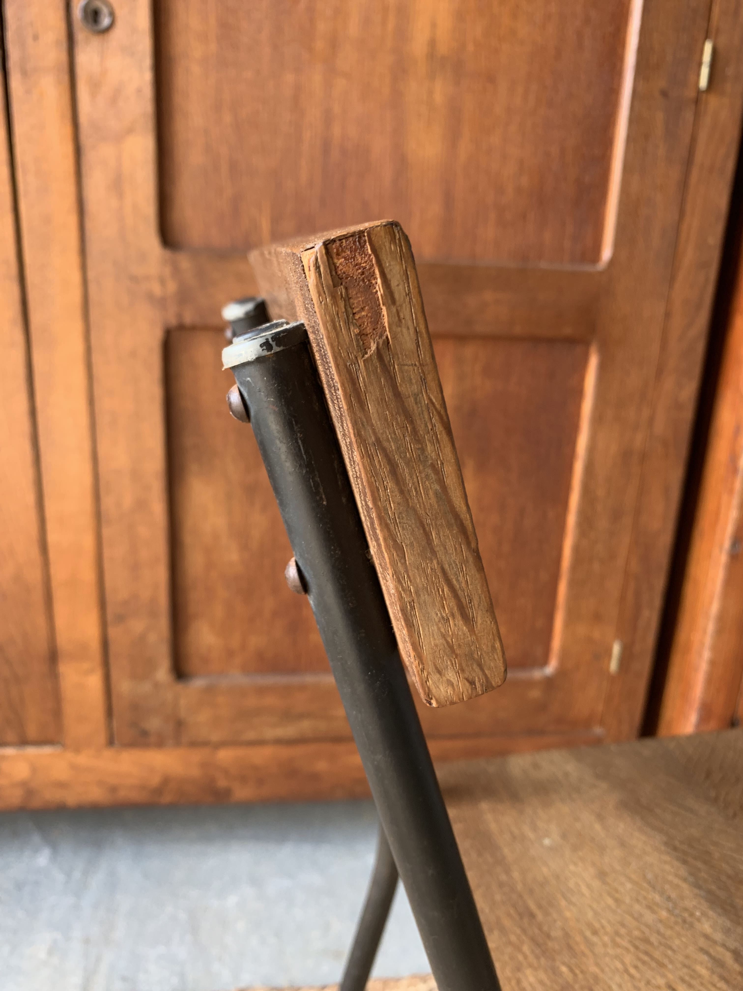 Wooden and metal school chair