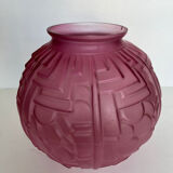 Art Deco ball vase in pink glass